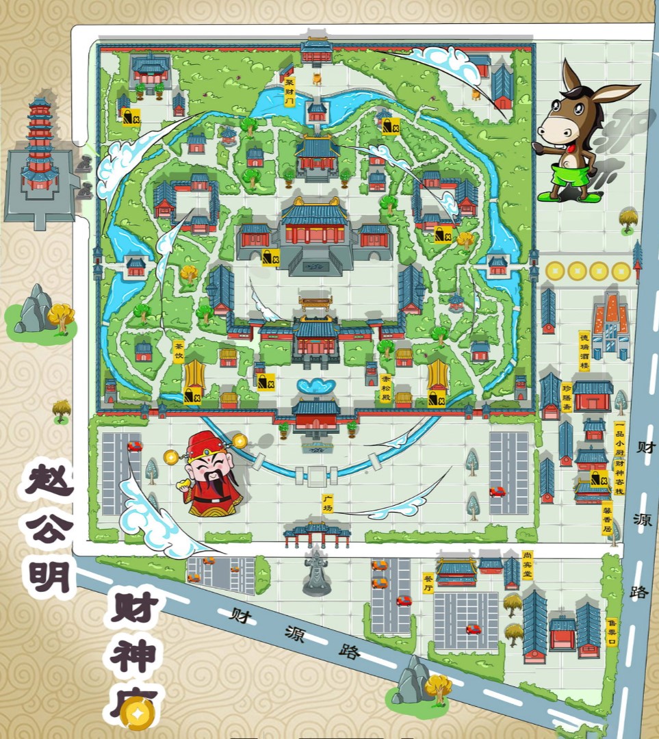 大庆寺庙类手绘地图